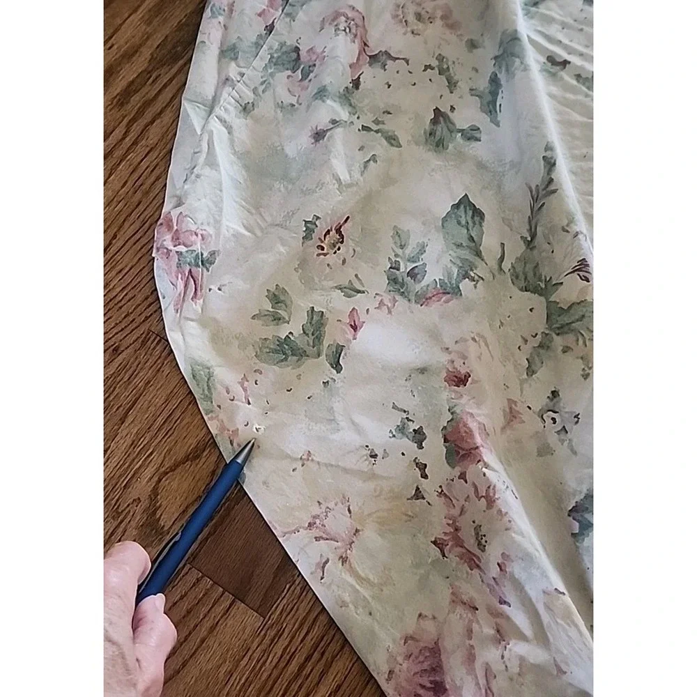 Vtg Ralph Lauren Francesca Tea Stain Floral 76x95in Fitted Sheet for Crafts READ